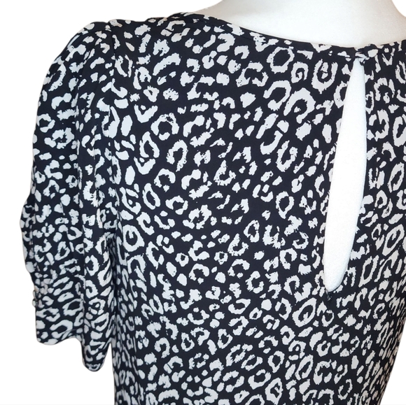 Joie Angeni Black White Leopard Print Puff Sleeve Mini Dress Women's Size XS - Picture 11 of 14